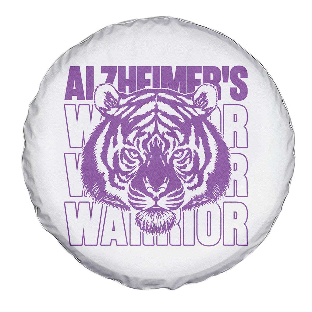 Alzheimer's Warrior Spare Tire Cover Purple Tiger Ribbon Support Graphic