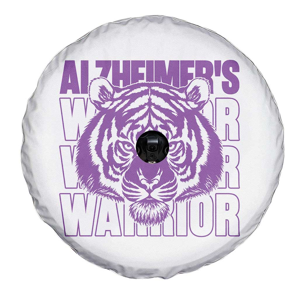 Alzheimer's Warrior Spare Tire Cover Purple Tiger Ribbon Support Graphic