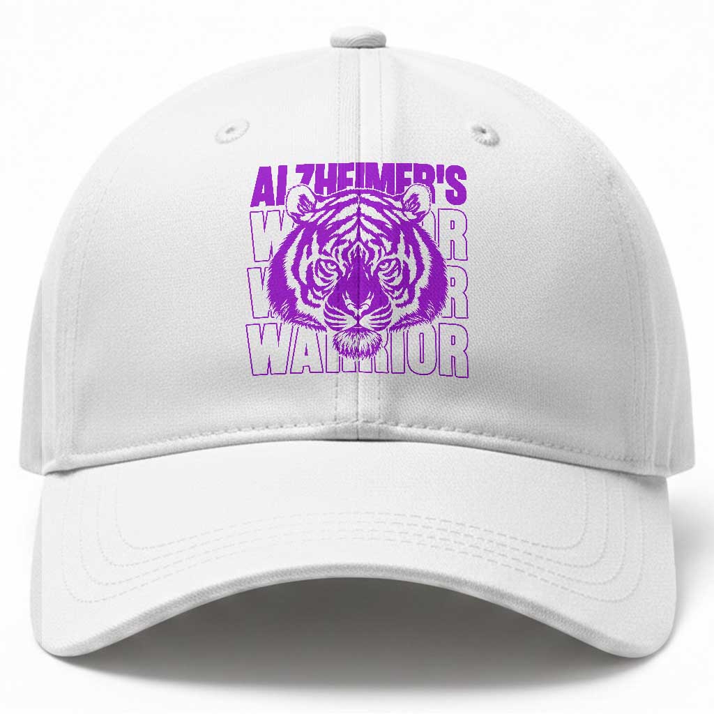 Alzheimer's Warrior Baseball Cap Purple Tiger Ribbon Support Graphic
