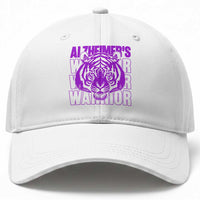 Alzheimer's Warrior Baseball Cap Purple Tiger Ribbon Support Graphic