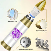 Alzheimer's Warrior Bullet Tumbler Purple Tiger Ribbon Support Graphic