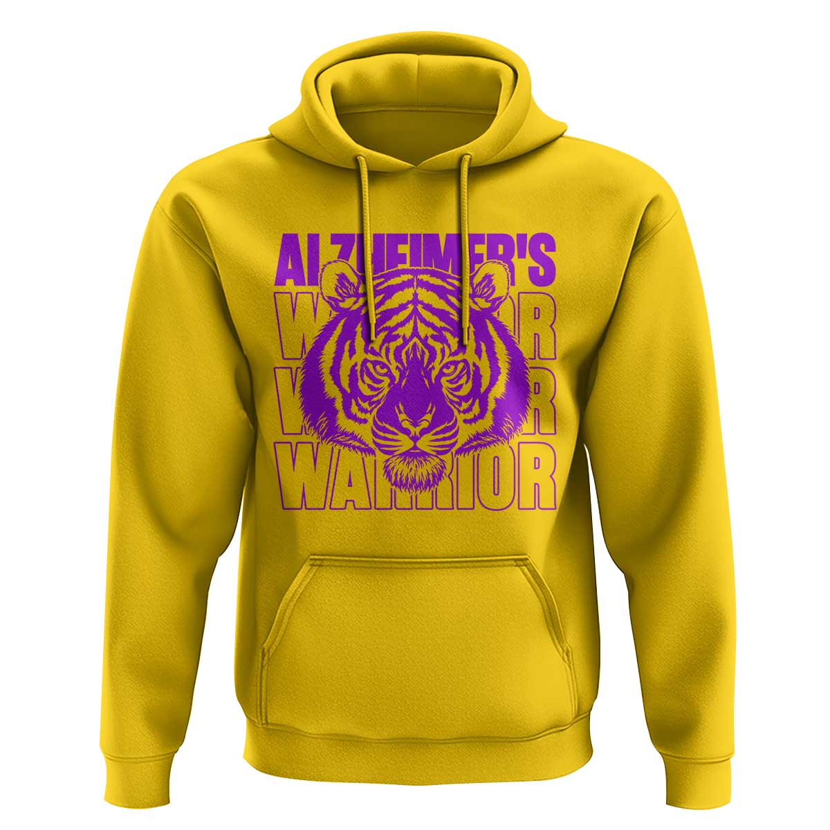Alzheimer's Warrior Hoodie Purple Tiger Ribbon Support Graphic