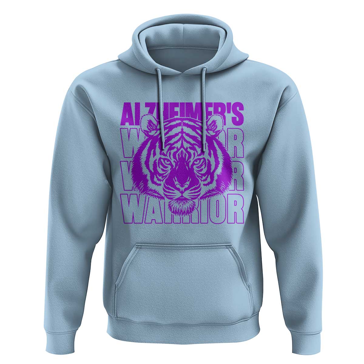 Alzheimer's Warrior Hoodie Purple Tiger Ribbon Support Graphic