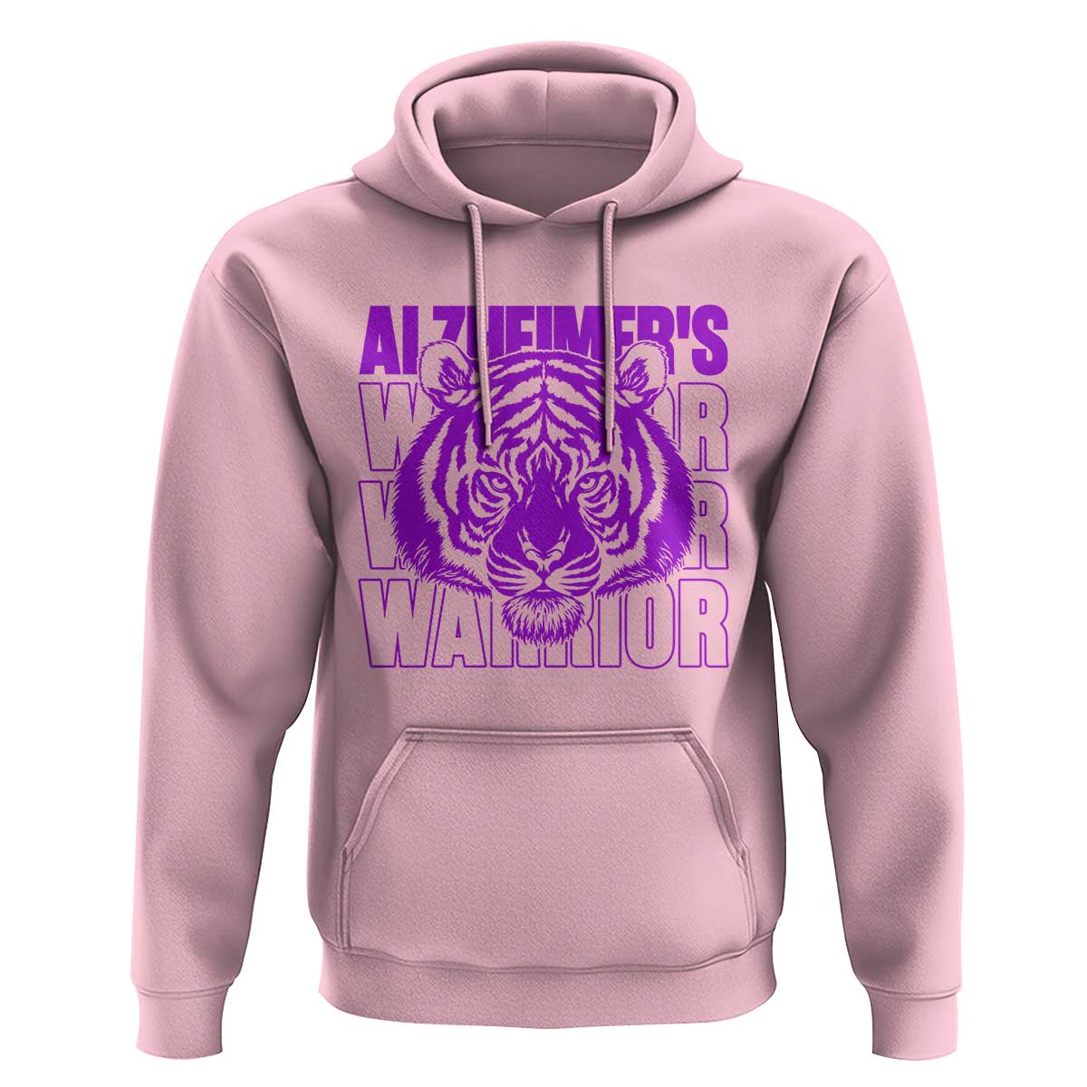 Alzheimer's Warrior Hoodie Purple Tiger Ribbon Support Graphic