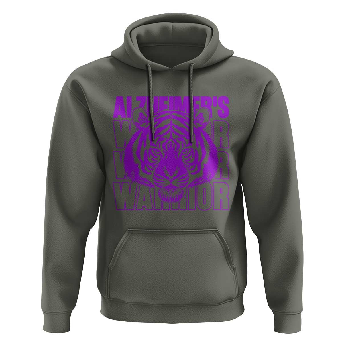 Alzheimer's Warrior Hoodie Purple Tiger Ribbon Support Graphic