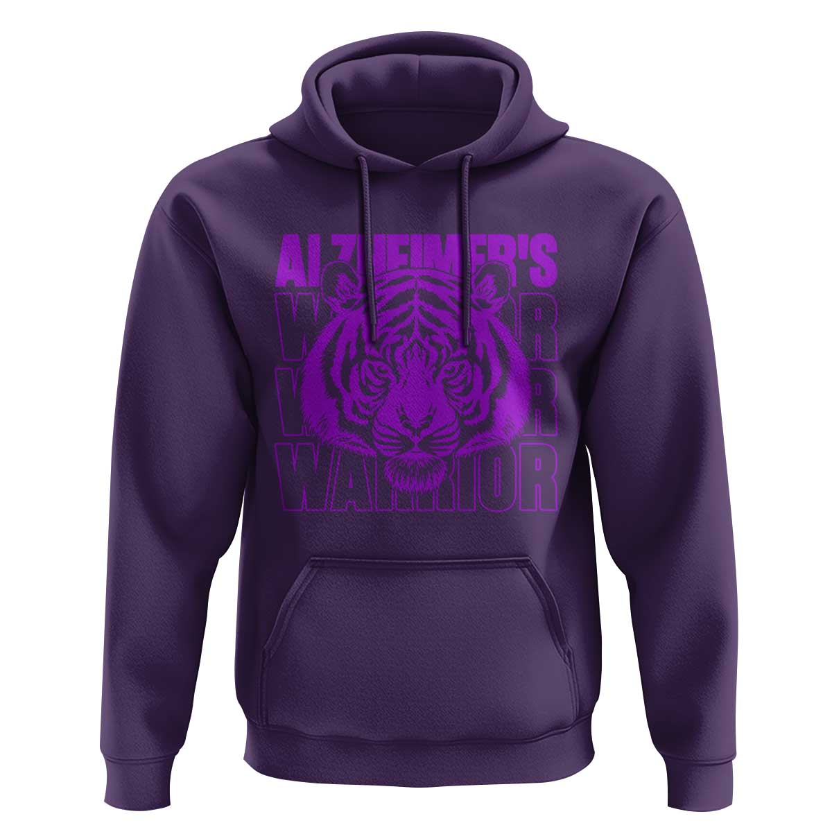 Alzheimer's Warrior Hoodie Purple Tiger Ribbon Support Graphic