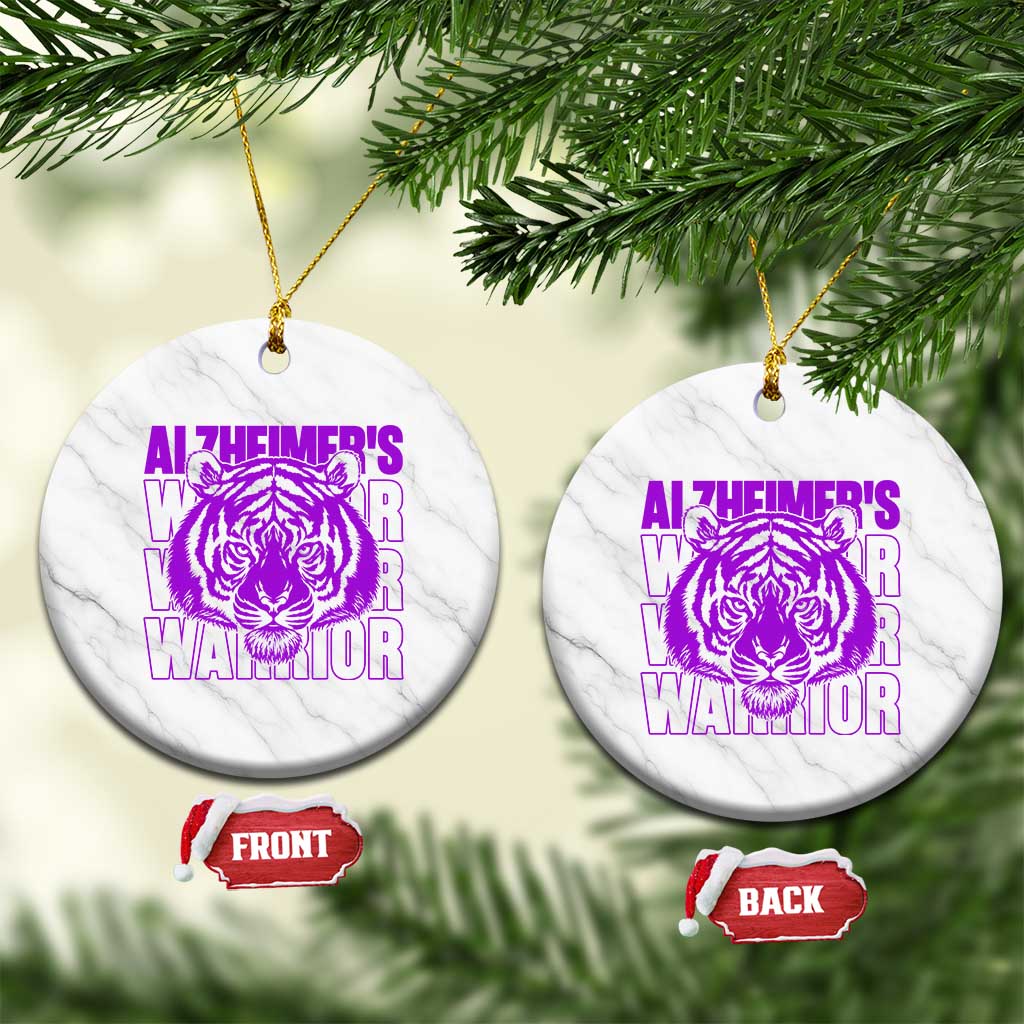 Alzheimer's Warrior Ceramic Ornament Purple Tiger Ribbon Support Graphic