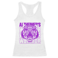 Alzheimer's Warrior Racerback Tank Top Purple Tiger Ribbon Support Graphic
