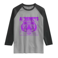 Alzheimer's Warrior Raglan Shirt Purple Tiger Ribbon Support Graphic