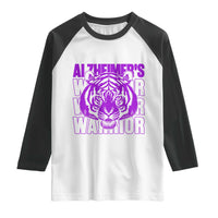Alzheimer's Warrior Raglan Shirt Purple Tiger Ribbon Support Graphic