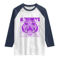 Alzheimer's Warrior Raglan Shirt Purple Tiger Ribbon Support Graphic