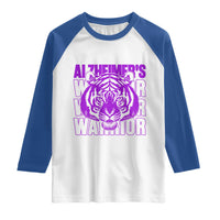 Alzheimer's Warrior Raglan Shirt Purple Tiger Ribbon Support Graphic