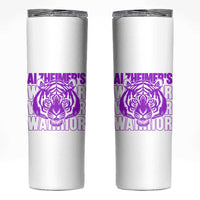 Alzheimer's Warrior Skinny Tumbler Purple Tiger Ribbon Support Graphic