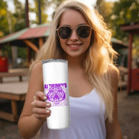 Alzheimer's Warrior Skinny Tumbler Purple Tiger Ribbon Support Graphic