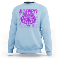 Alzheimer's Warrior Sweatshirt Purple Tiger Ribbon Support Graphic