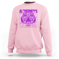 Alzheimer's Warrior Sweatshirt Purple Tiger Ribbon Support Graphic