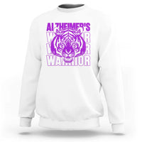 Alzheimer's Warrior Sweatshirt Purple Tiger Ribbon Support Graphic