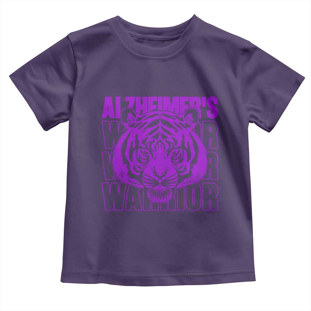 Alzheimer's Warrior Toddler T Shirt Purple Tiger Ribbon Support Graphic