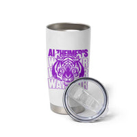 Alzheimer's Warrior Tumbler Cup Purple Tiger Ribbon Support Graphic