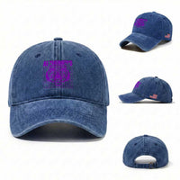 Alzheimer's Warrior Washed Cotton Baseball Cap Purple Tiger Ribbon Support Graphic