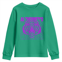Alzheimer's Warrior Youth Sweatshirt Purple Tiger Ribbon Support Graphic