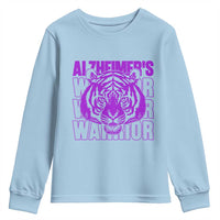 Alzheimer's Warrior Youth Sweatshirt Purple Tiger Ribbon Support Graphic