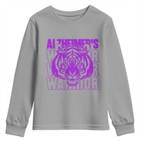 Alzheimer's Warrior Youth Sweatshirt Purple Tiger Ribbon Support Graphic