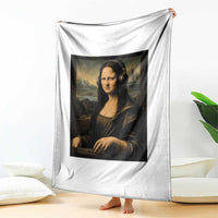 Funny Mona Lisa Bass Face Throw Blanket Vintage DJ Producer Music Lover Gift