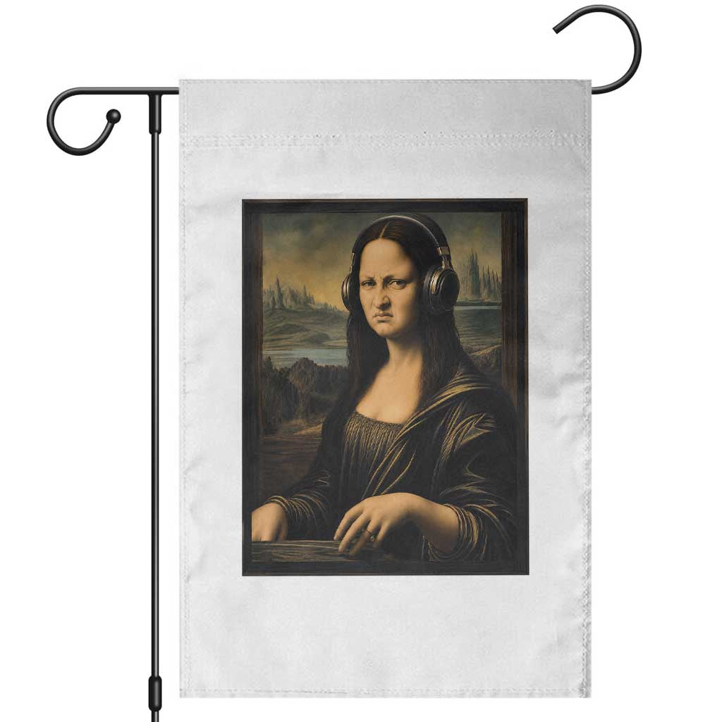Funny Mona Lisa Bass Face Garden Flag Vintage DJ Producer Music Lover Gift