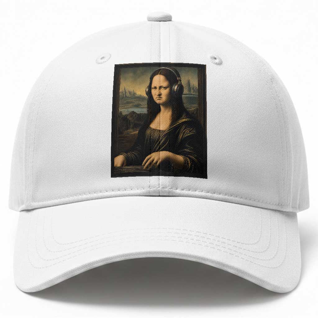 Funny Mona Lisa Bass Face Baseball Cap Vintage DJ Producer Music Lover Gift