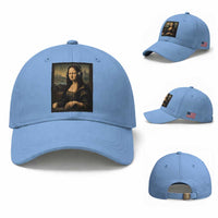 Funny Mona Lisa Bass Face Baseball Cap Vintage DJ Producer Music Lover Gift