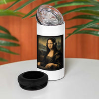 Funny Mona Lisa Bass Face 4 in 1 Can Cooler Tumbler Vintage DJ Producer Music Lover Gift