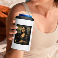 Funny Mona Lisa Bass Face 4 in 1 Can Cooler Tumbler Vintage DJ Producer Music Lover Gift
