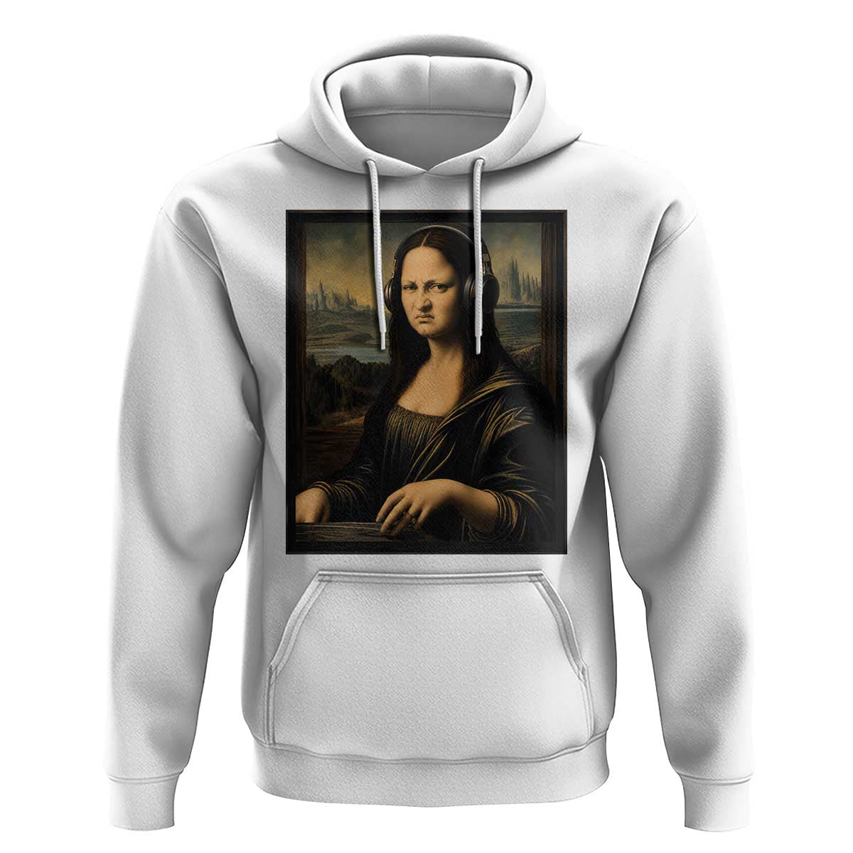 Funny Mona Lisa Bass Face Hoodie Vintage DJ Producer Music Lover Gift