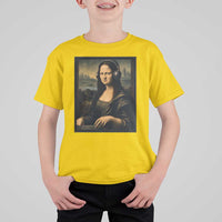 Funny Mona Lisa Bass Face T Shirt For Kid Vintage DJ Producer Music Lover Gift