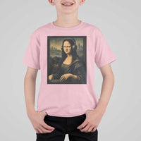 Funny Mona Lisa Bass Face T Shirt For Kid Vintage DJ Producer Music Lover Gift