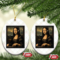 Funny Mona Lisa Bass Face Ceramic Ornament Vintage DJ Producer Music Lover Gift