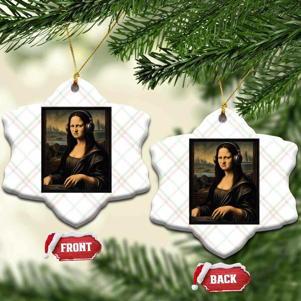 Funny Mona Lisa Bass Face Ceramic Ornament Vintage DJ Producer Music Lover Gift