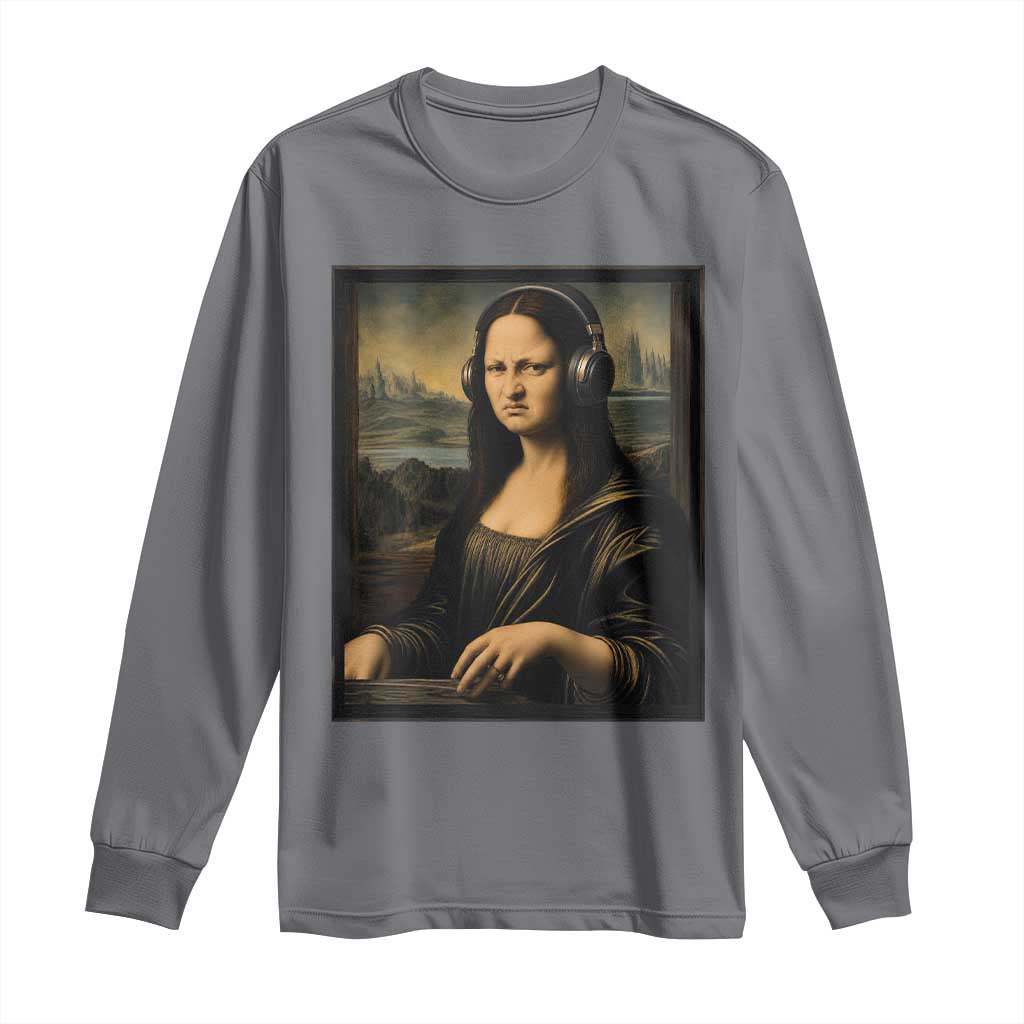 Funny Mona Lisa Bass Face Long Sleeve Shirt Vintage DJ Producer Music Lover Gift