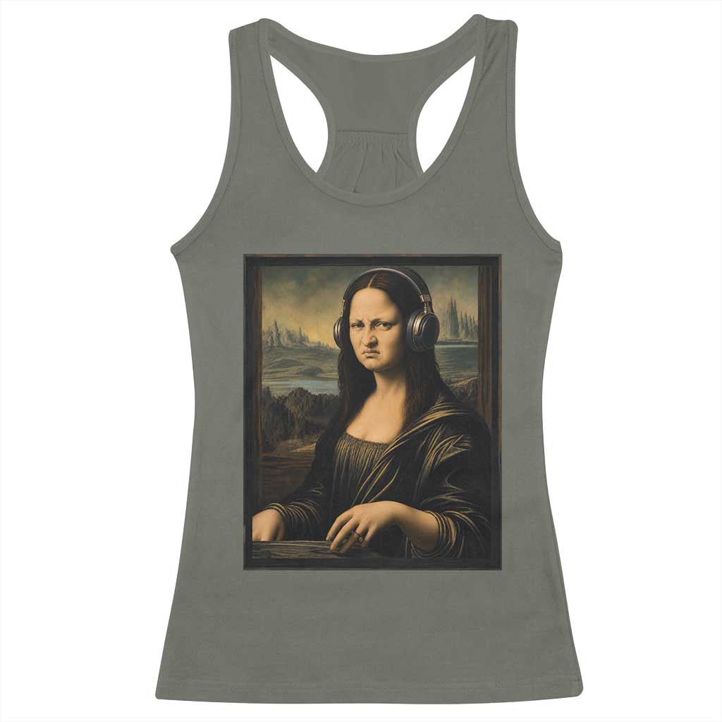 Funny Mona Lisa Bass Face Racerback Tank Top Vintage DJ Producer Music Lover Gift