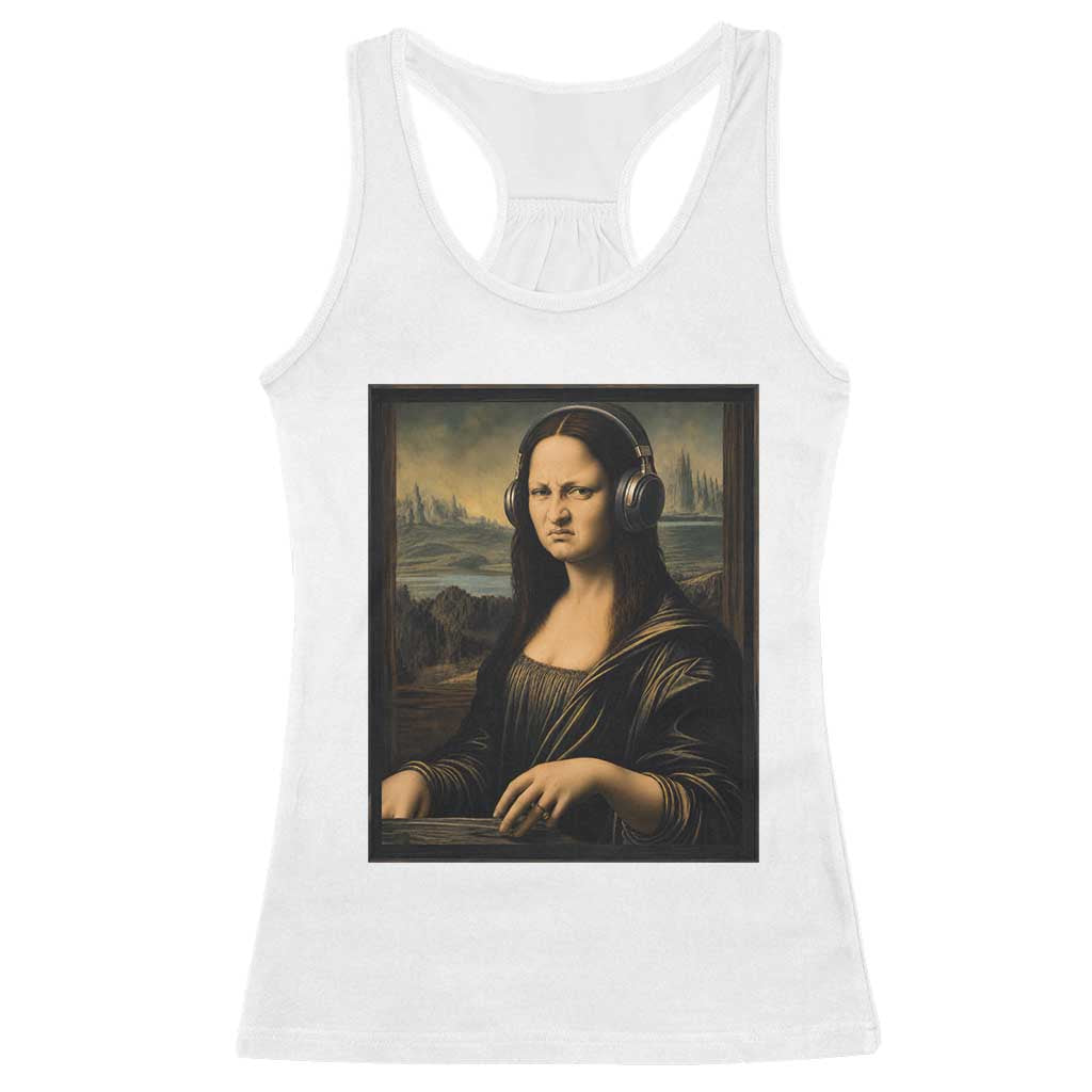 Funny Mona Lisa Bass Face Racerback Tank Top Vintage DJ Producer Music Lover Gift