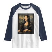 Funny Mona Lisa Bass Face Raglan Shirt Vintage DJ Producer Music Lover Gift