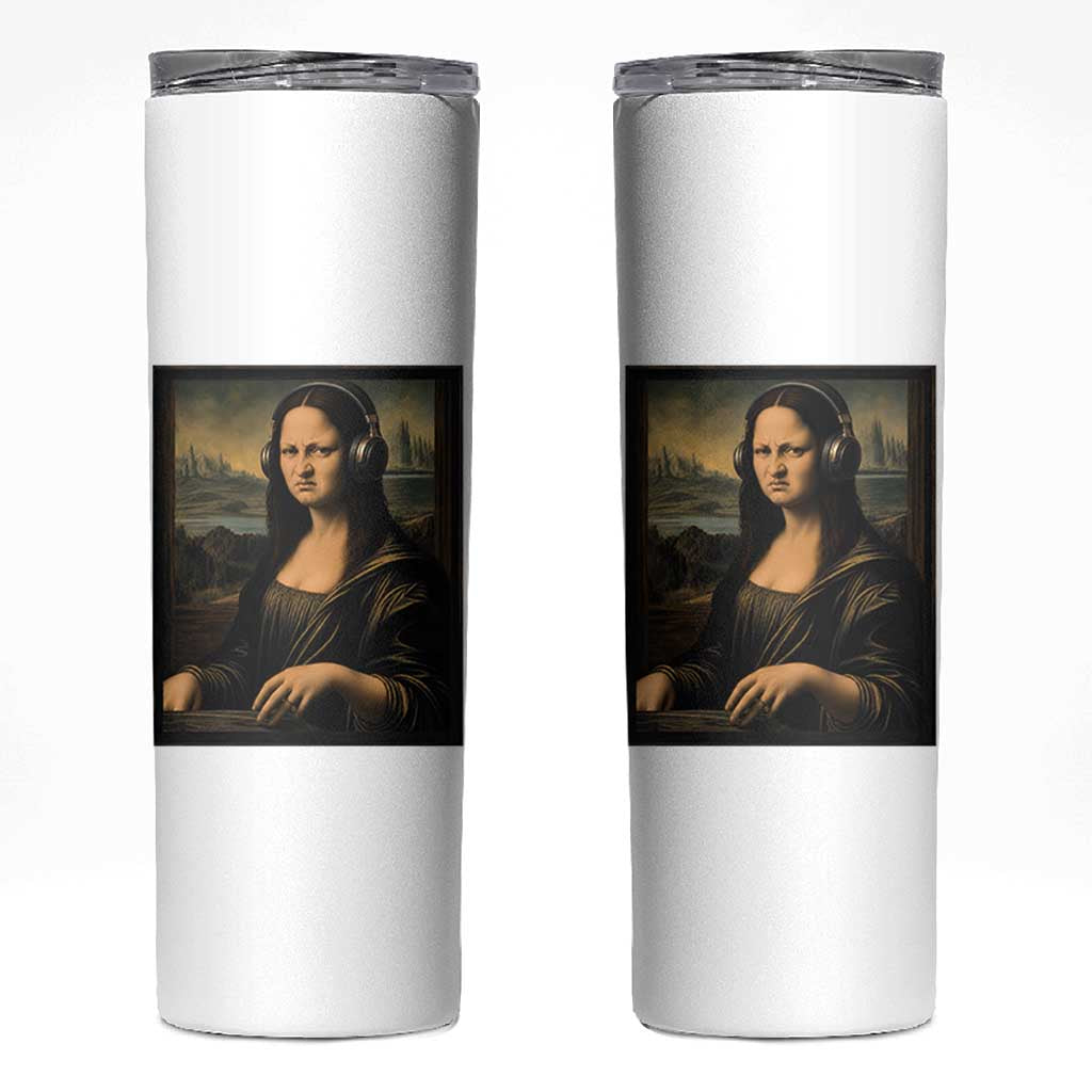 Funny Mona Lisa Bass Face Skinny Tumbler Vintage DJ Producer Music Lover Gift
