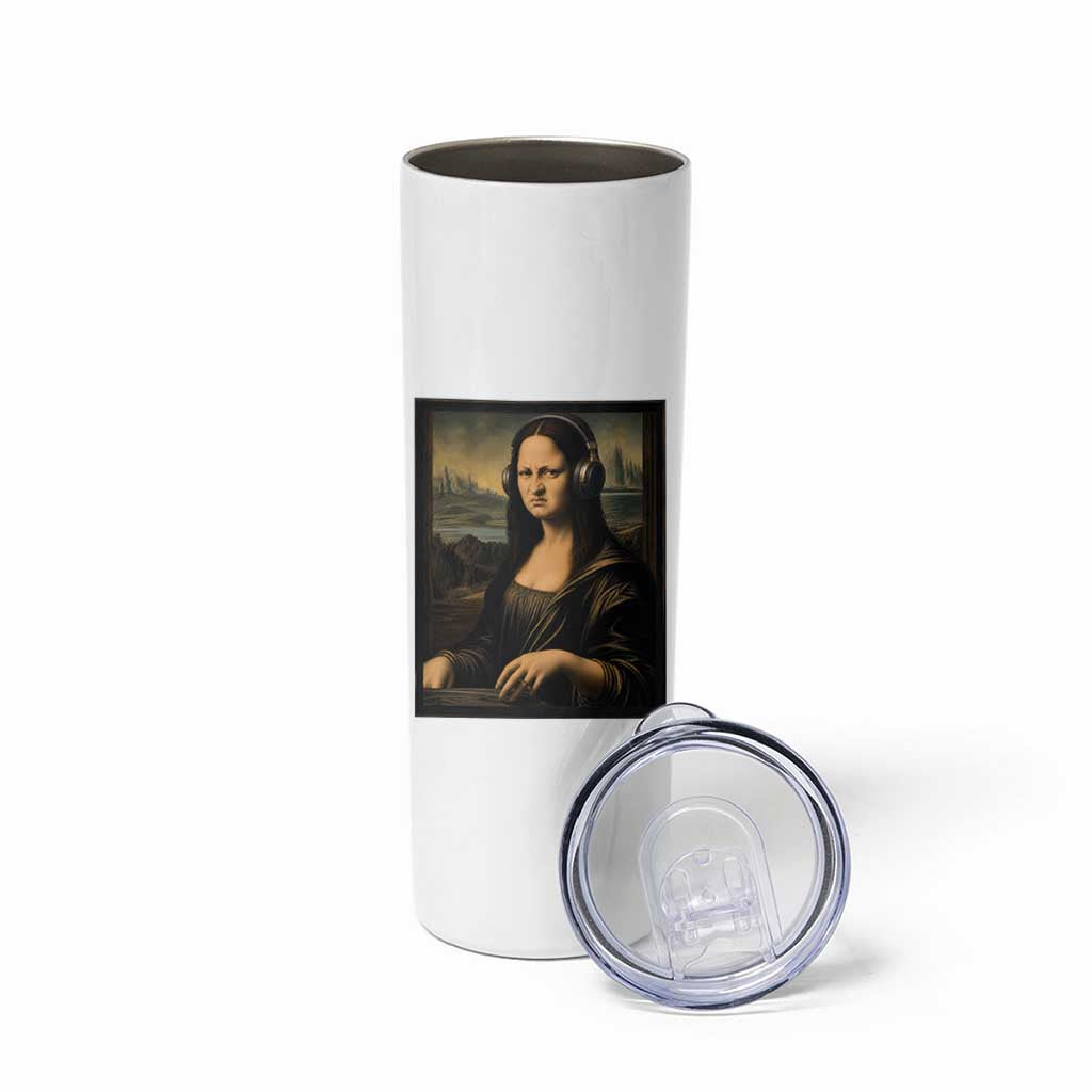 Funny Mona Lisa Bass Face Skinny Tumbler Vintage DJ Producer Music Lover Gift