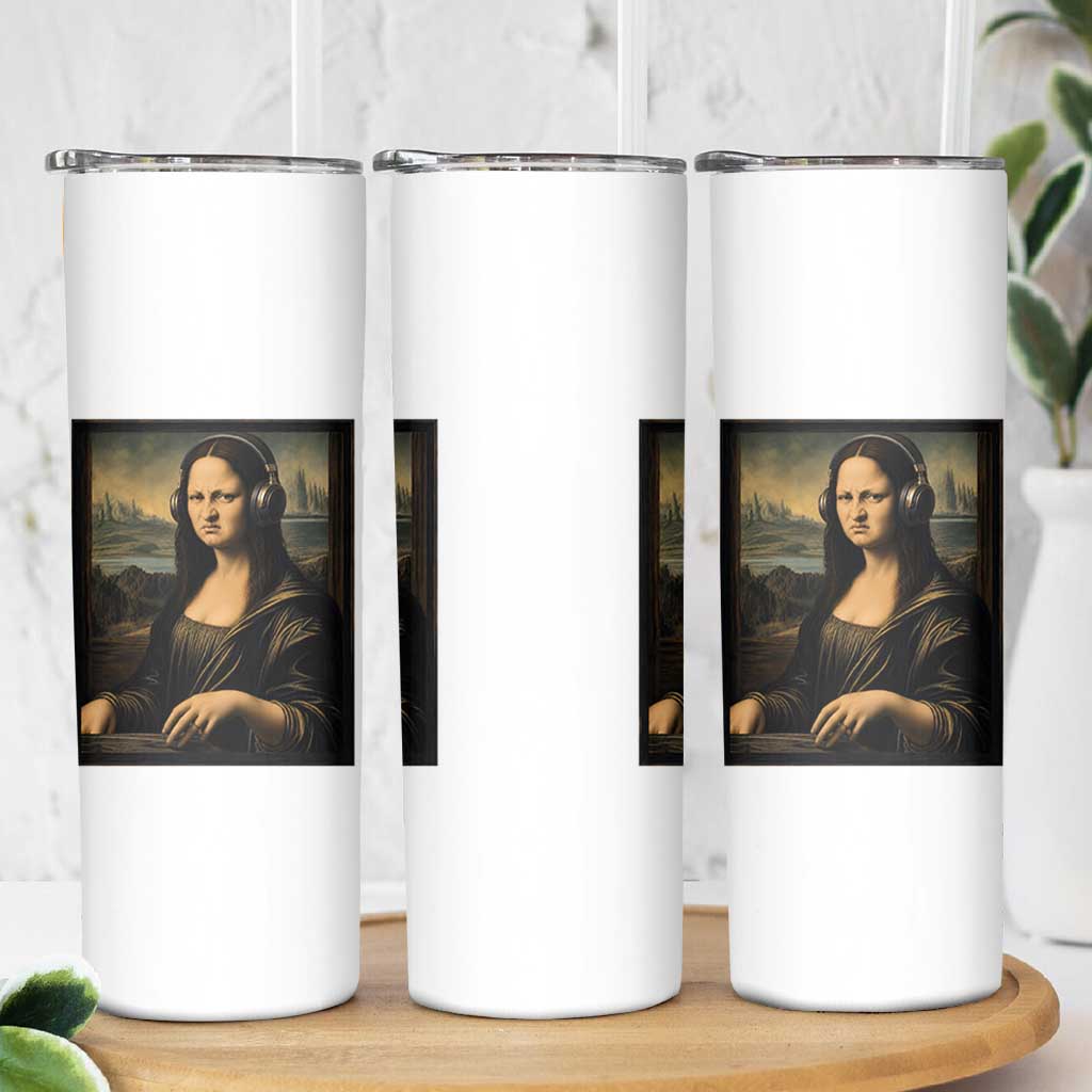 Funny Mona Lisa Bass Face Skinny Tumbler Vintage DJ Producer Music Lover Gift