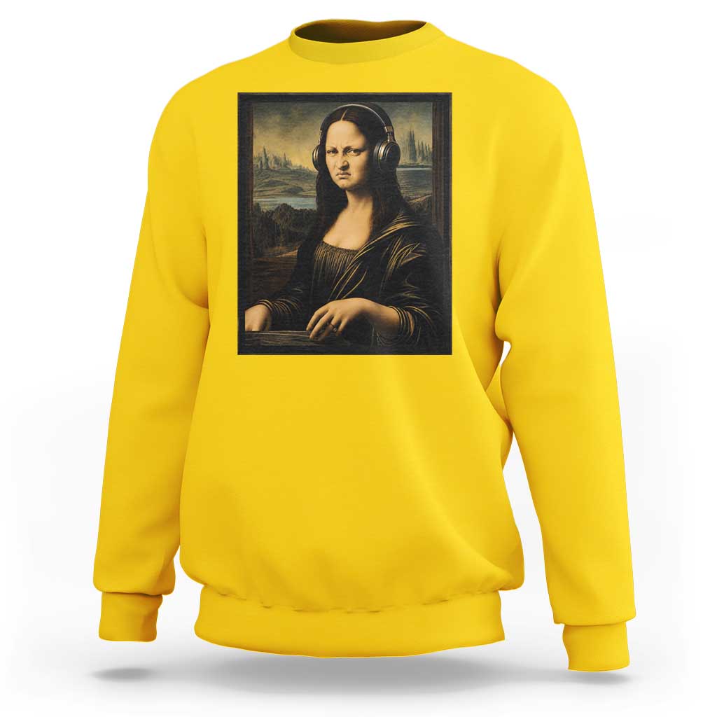 Funny Mona Lisa Bass Face Sweatshirt Vintage DJ Producer Music Lover Gift