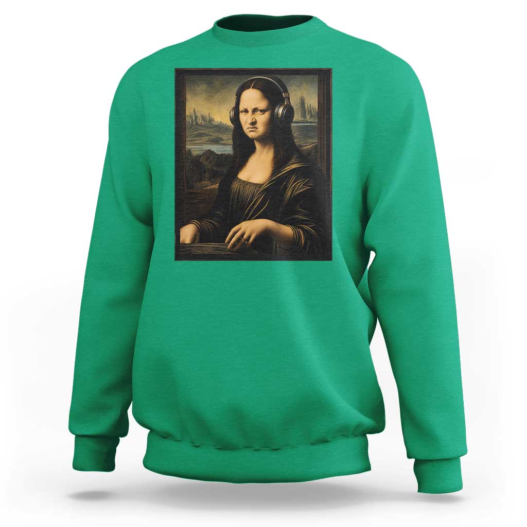 Funny Mona Lisa Bass Face Sweatshirt Vintage DJ Producer Music Lover Gift