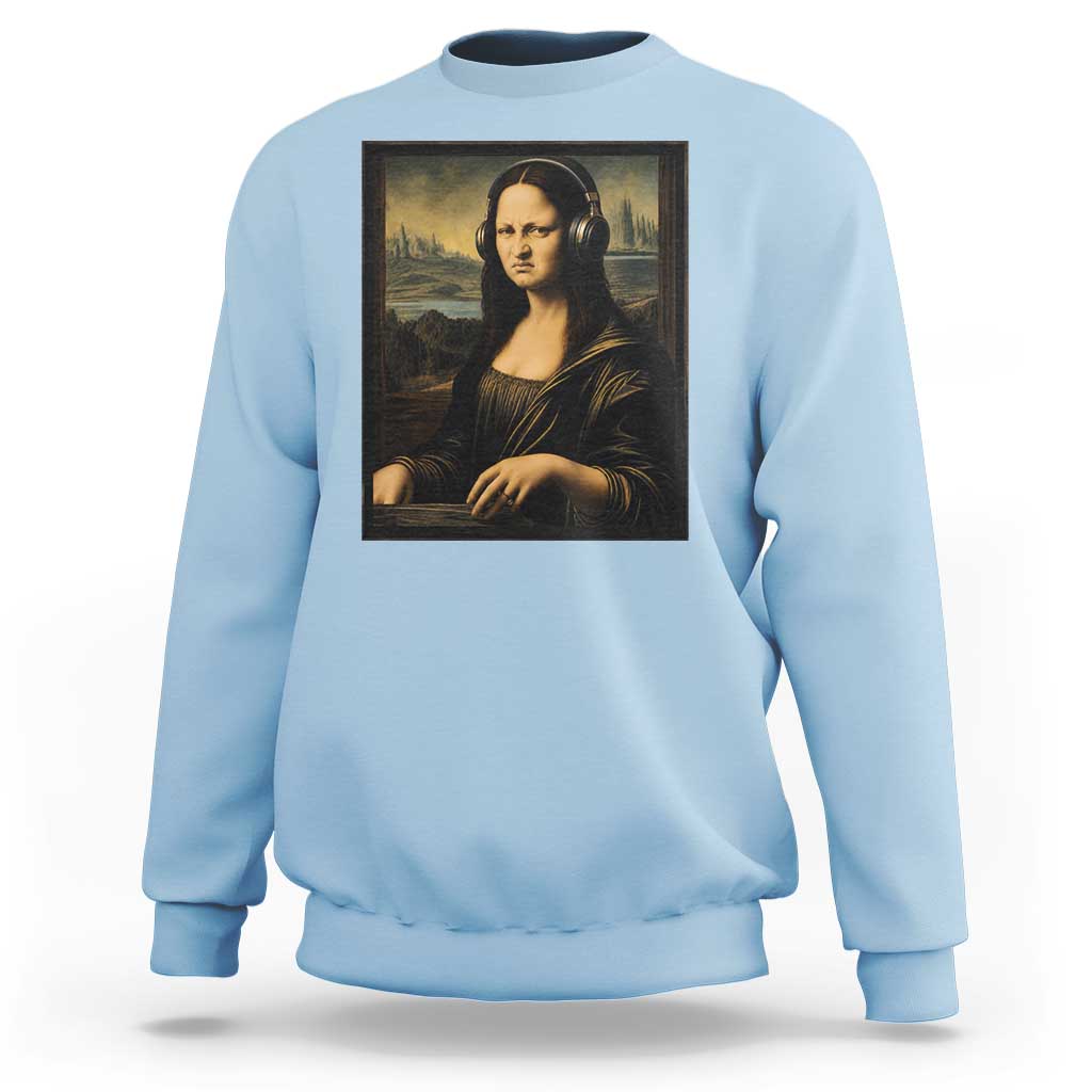 Funny Mona Lisa Bass Face Sweatshirt Vintage DJ Producer Music Lover Gift