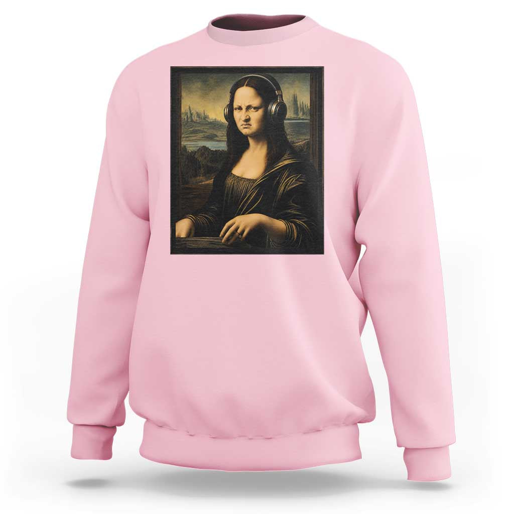 Funny Mona Lisa Bass Face Sweatshirt Vintage DJ Producer Music Lover Gift