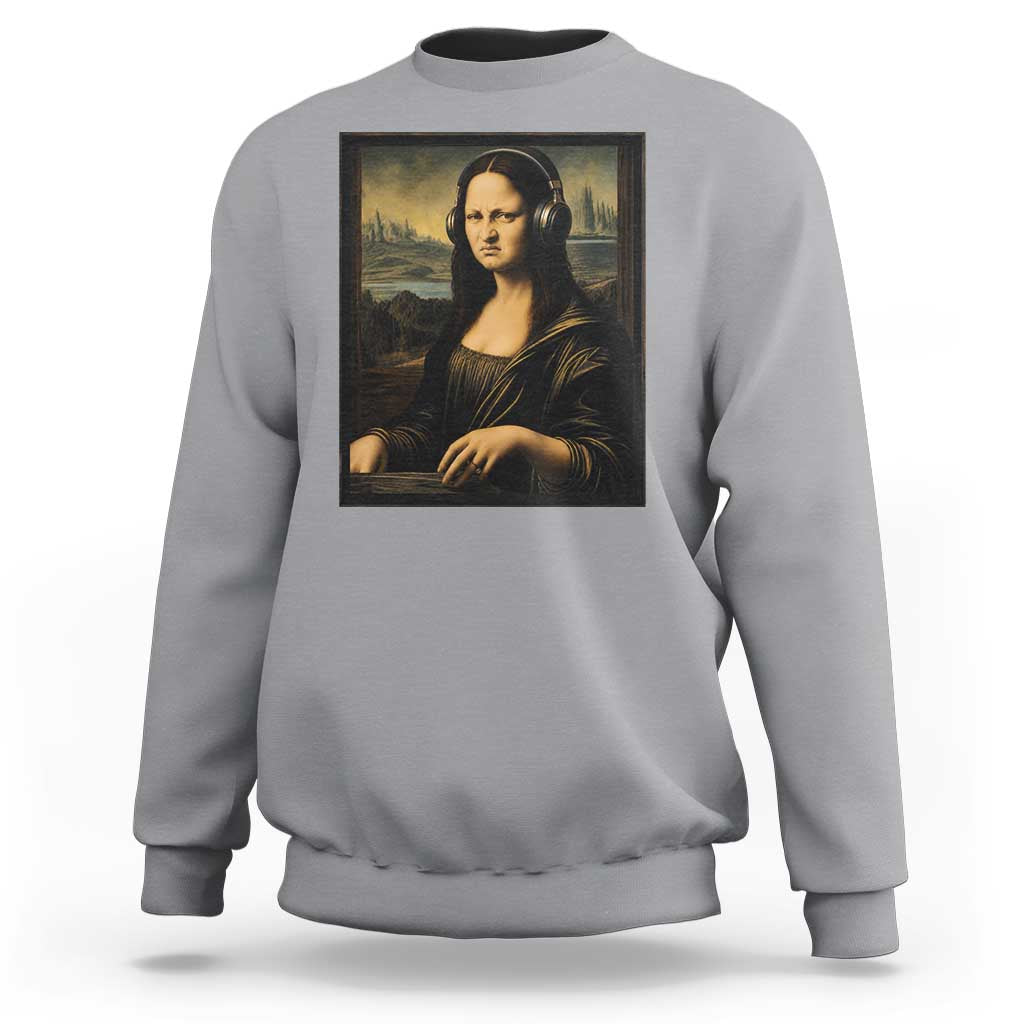 Funny Mona Lisa Bass Face Sweatshirt Vintage DJ Producer Music Lover Gift